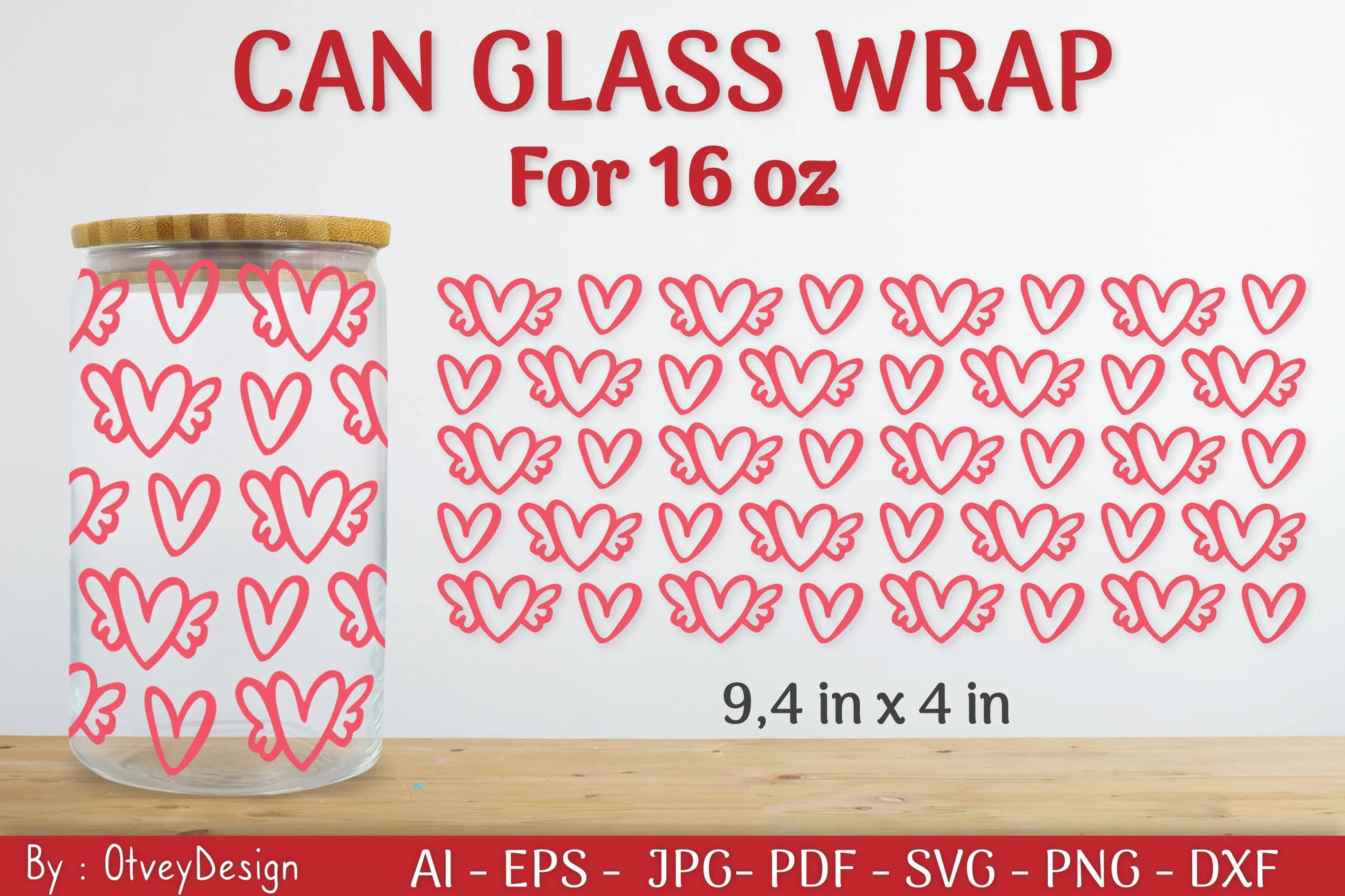 Valentine Can Glass 16 OZ SVG Bundle - CraftNest - Digital Crafting and Art