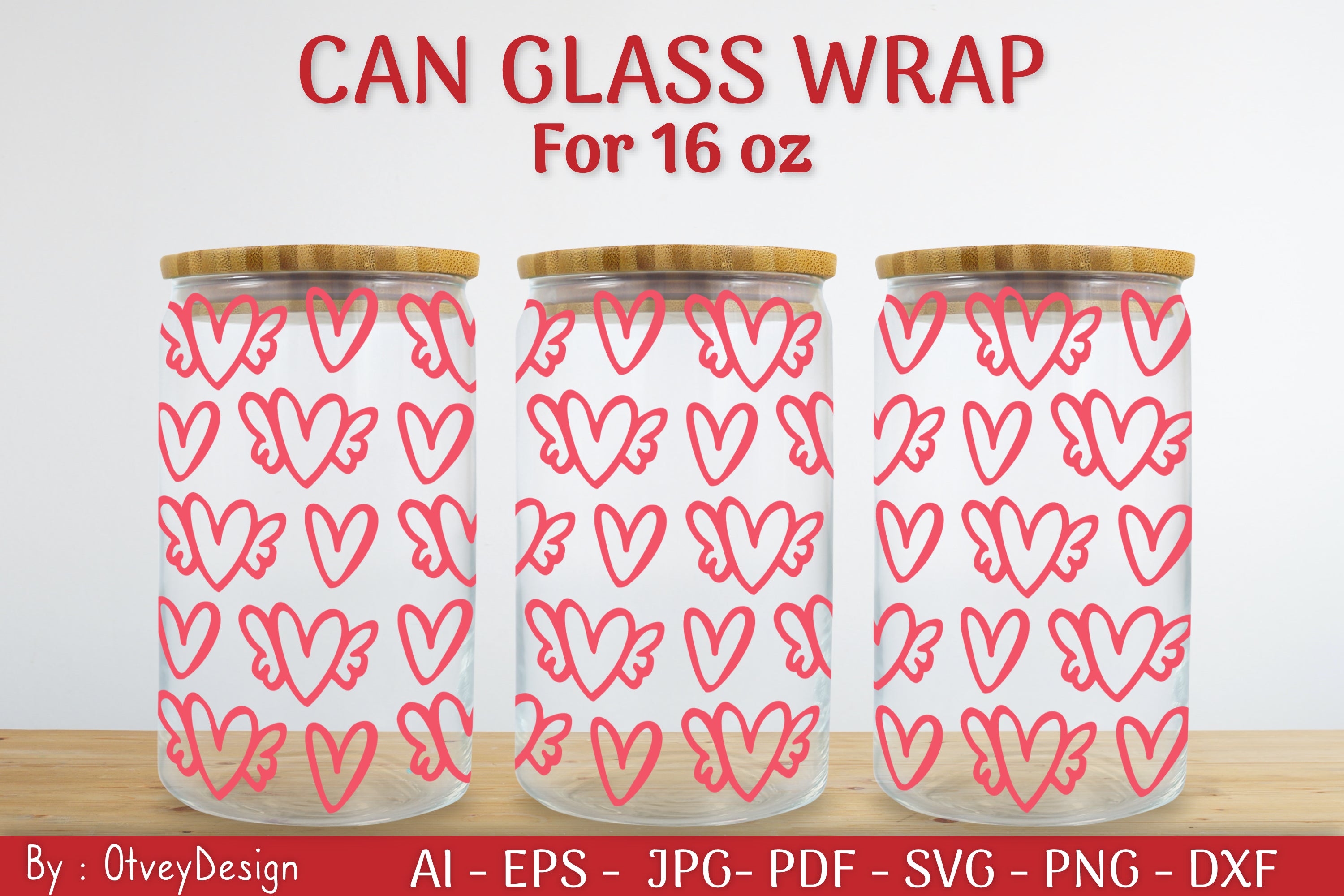 Valentine Can Glass 16 OZ SVG Bundle