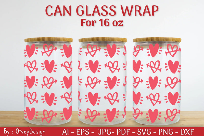 Valentine Can Glass 16 OZ SVG Bundle - CraftNest - Digital Crafting and Art