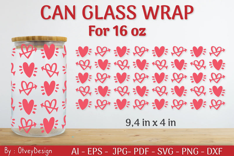 Valentine Can Glass 16 OZ SVG Bundle - CraftNest - Digital Crafting and Art