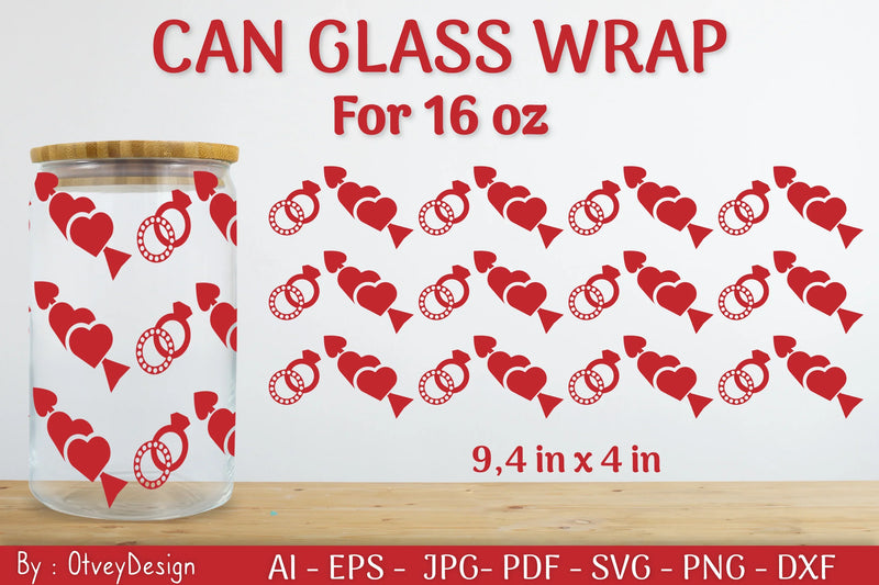 Valentine Can Glass 16 OZ SVG Bundle - CraftNest - Digital Crafting and Art