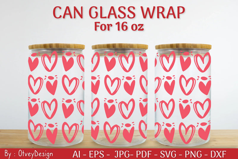 Valentine Can Glass 16 OZ SVG Bundle - CraftNest - Digital Crafting and Art