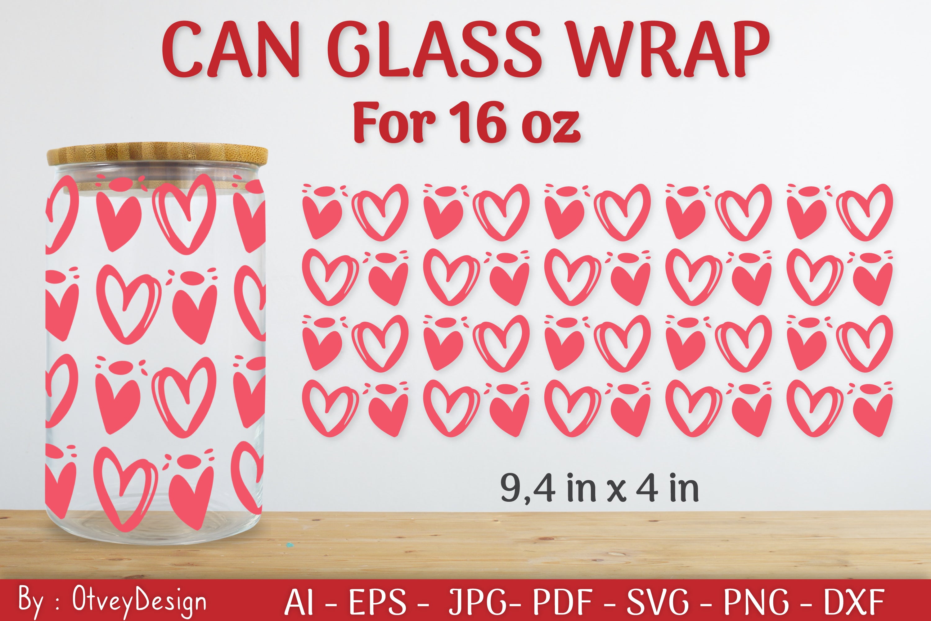 Valentine Can Glass 16 OZ SVG Bundle