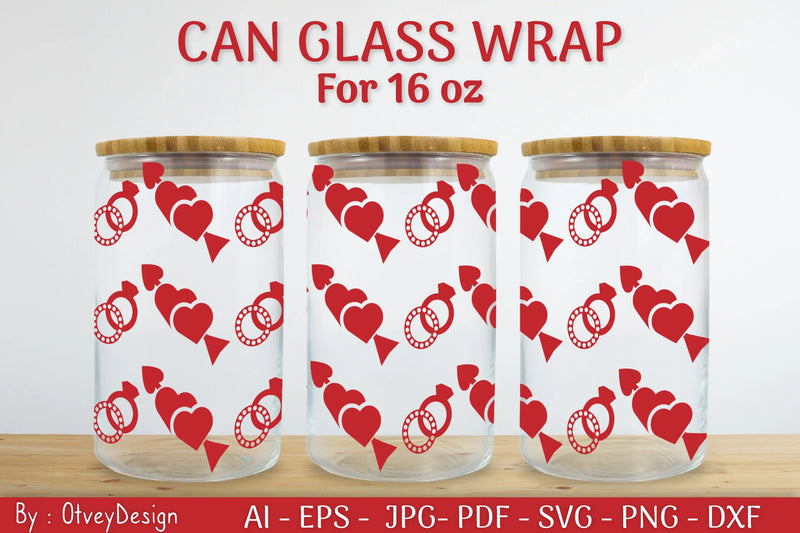 Valentine Can Glass 16 OZ SVG Bundle - CraftNest - Digital Crafting and Art