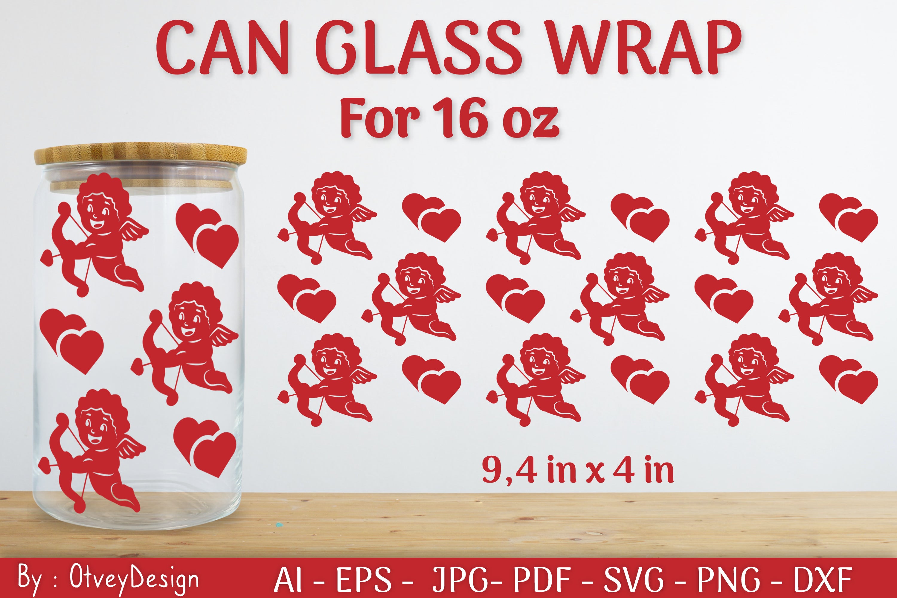 Valentine Can Glass 16 OZ SVG Bundle