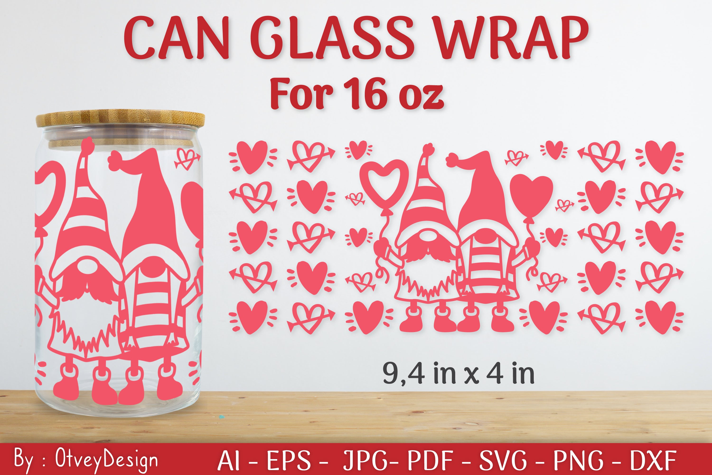 Valentine Can Glass 16 OZ SVG Bundle