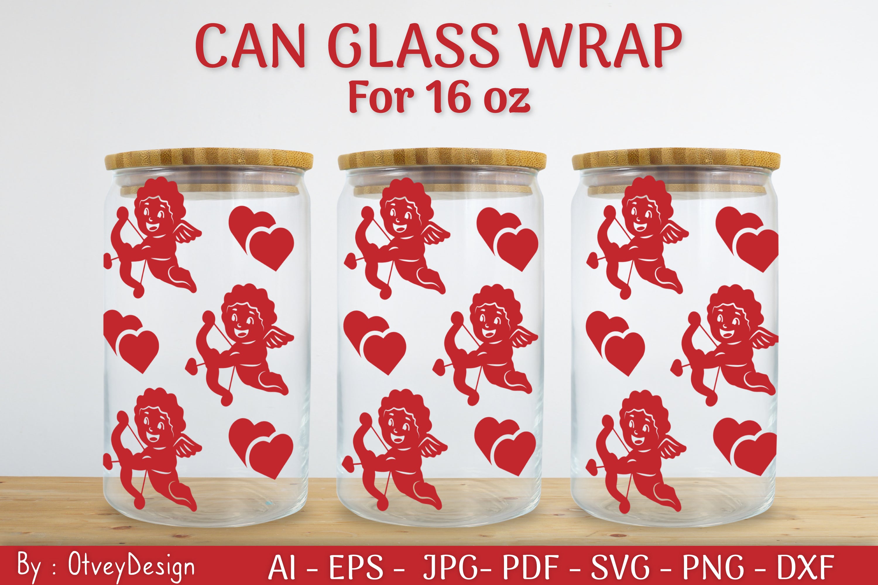 Valentine Can Glass 16 OZ SVG Bundle