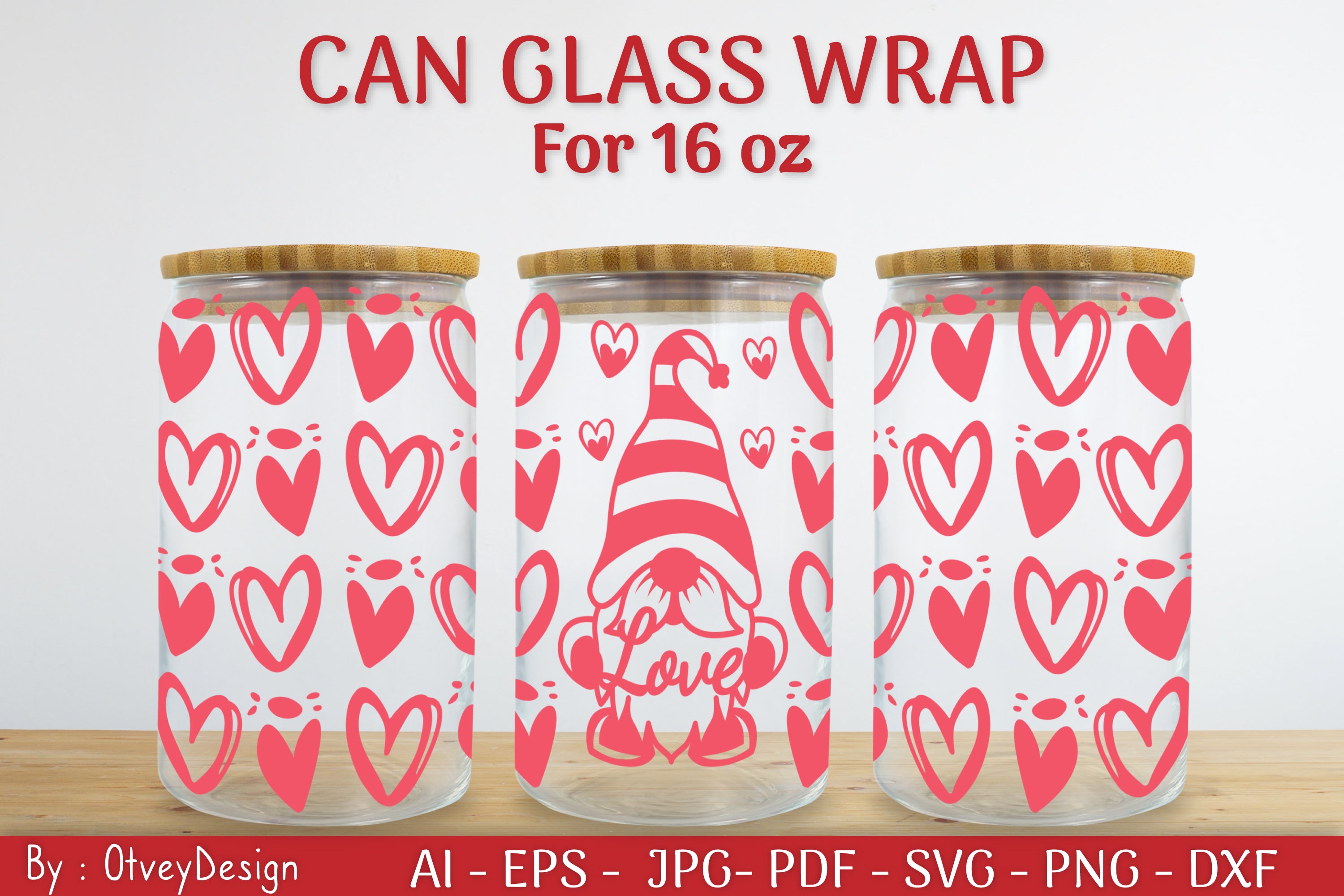 Valentine Can Glass 16 OZ SVG Bundle