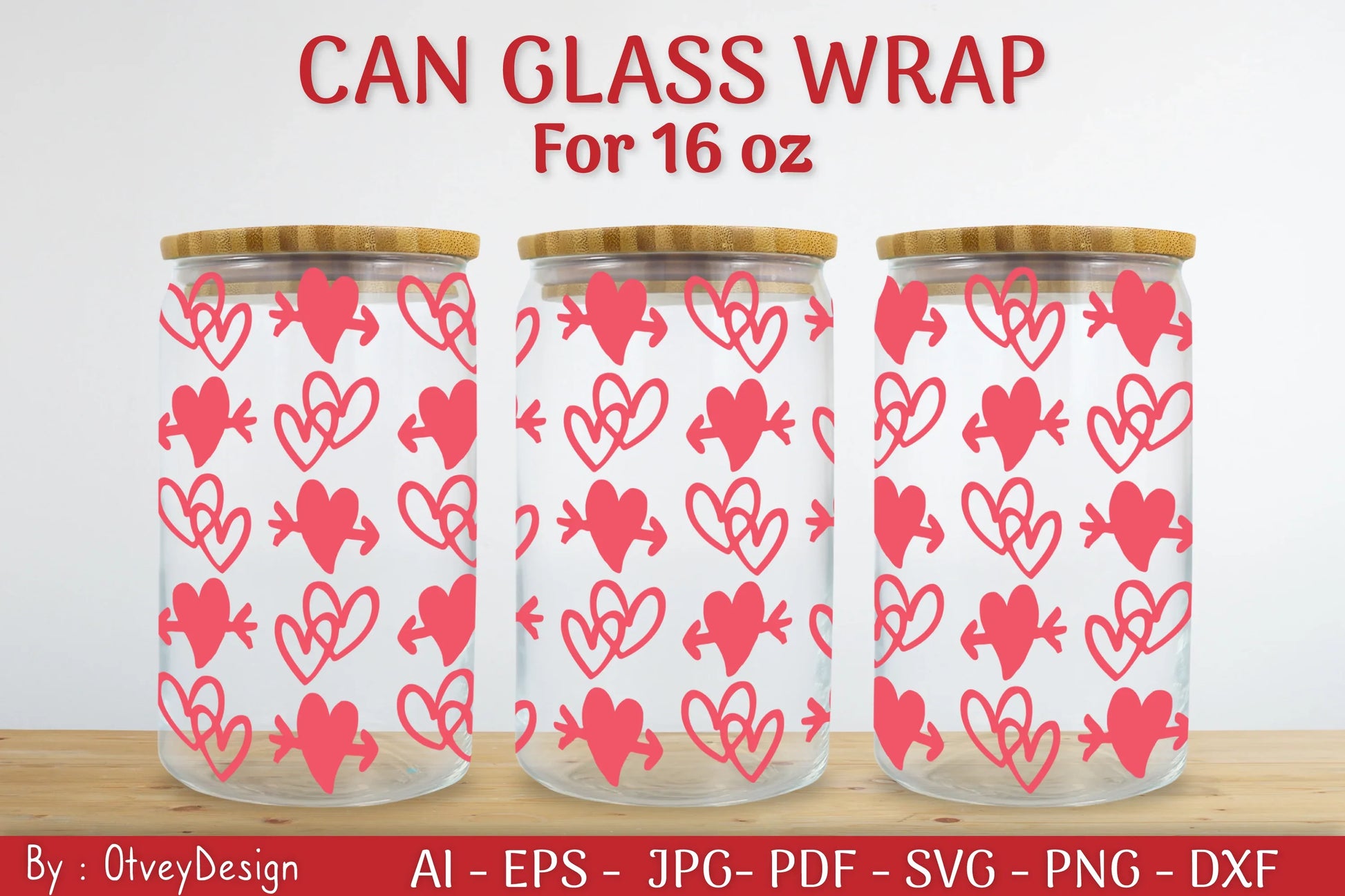 Valentine Can Glass 16 OZ SVG Bundle - CraftNest - Digital Crafting and Art