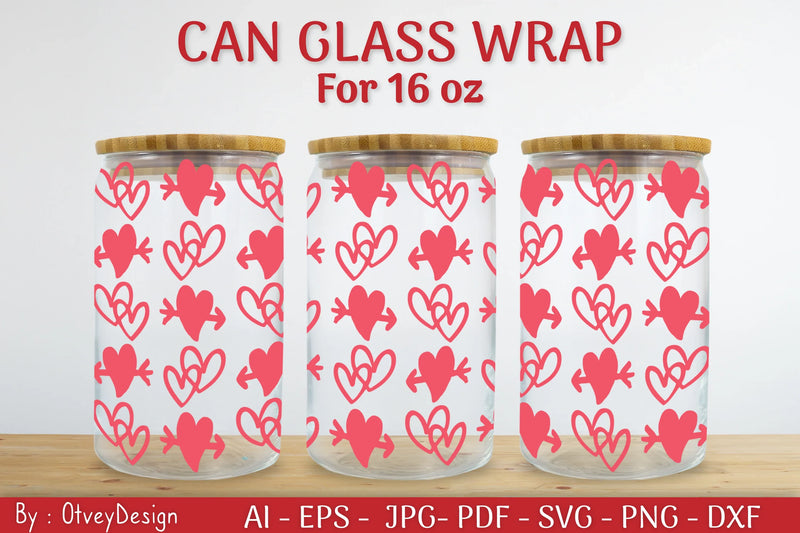 Valentine Can Glass 16 OZ SVG Bundle - CraftNest - Digital Crafting and Art