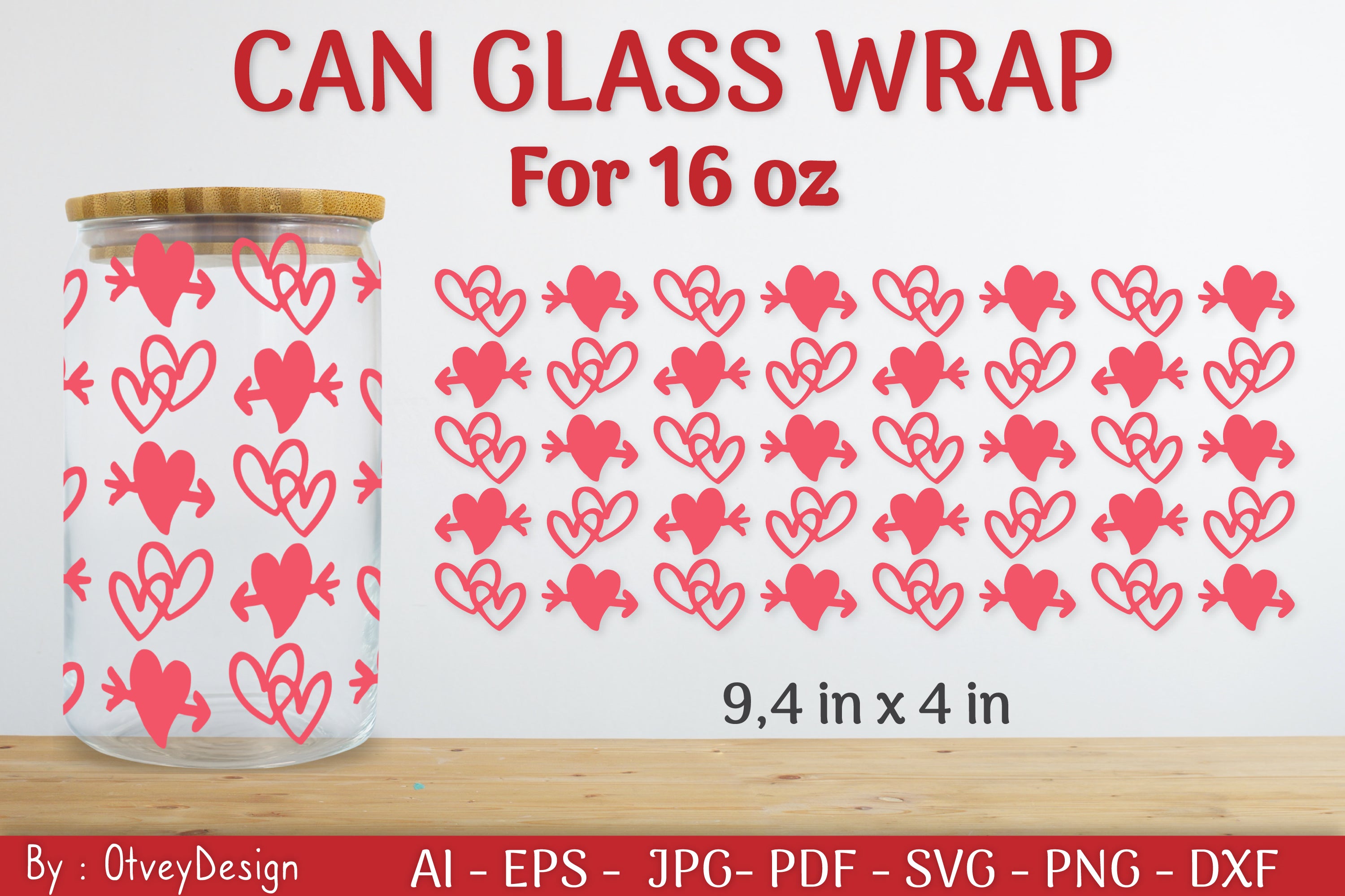Valentine Can Glass 16 OZ SVG Bundle