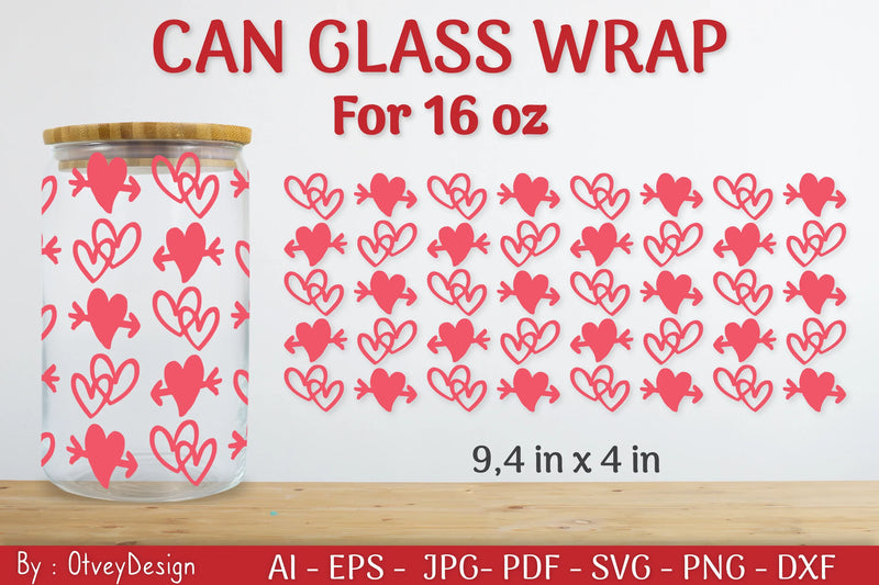 Valentine Can Glass 16 OZ SVG Bundle - CraftNest - Digital Crafting and Art