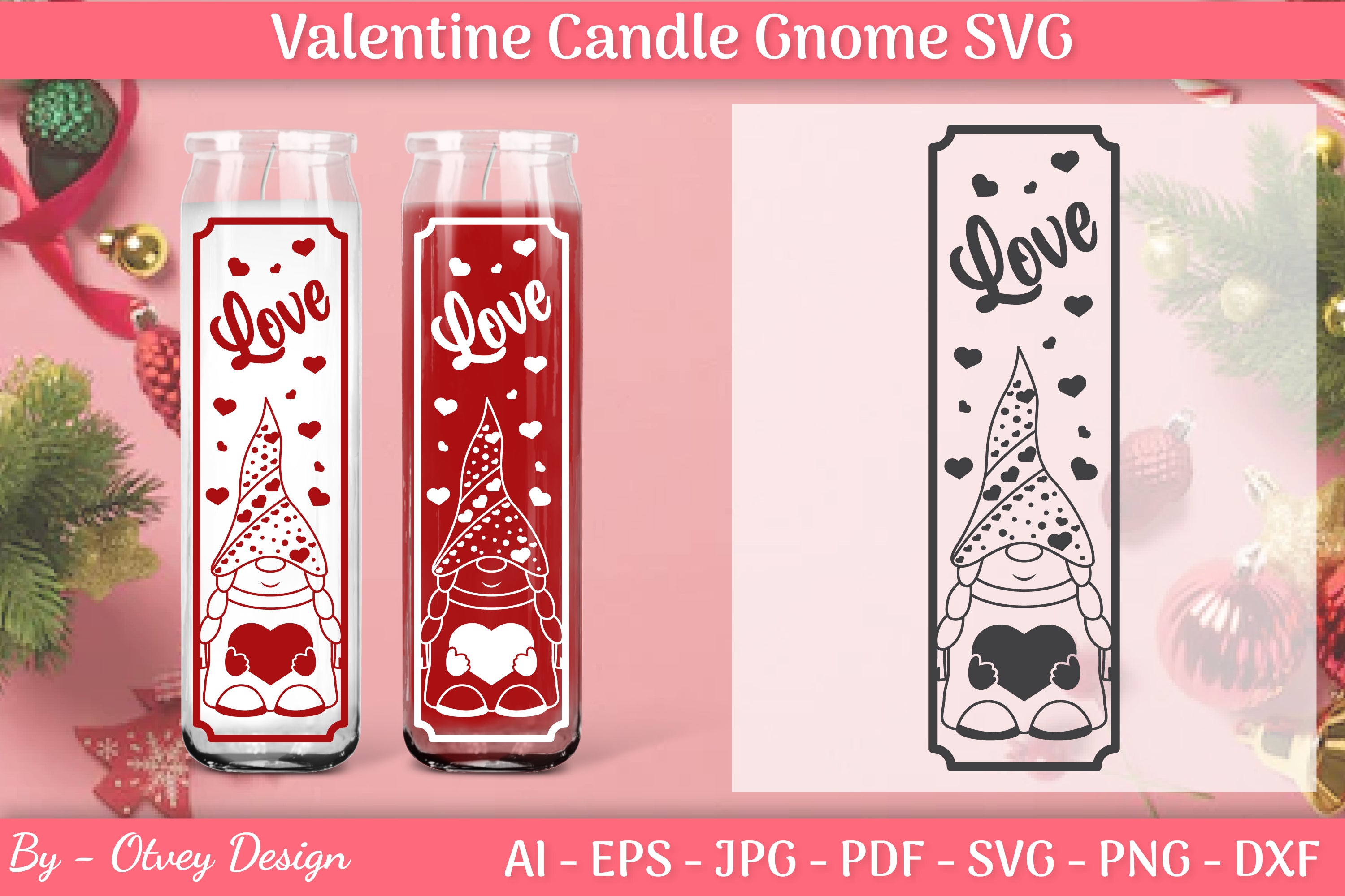 Valentine Candle Gnome SVG Bundle