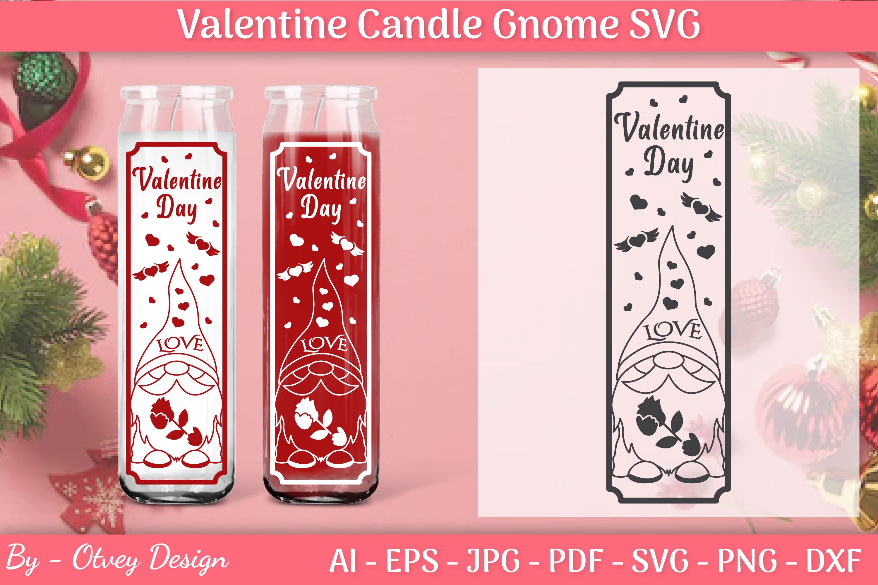 Valentine Candle Gnome SVG Bundle