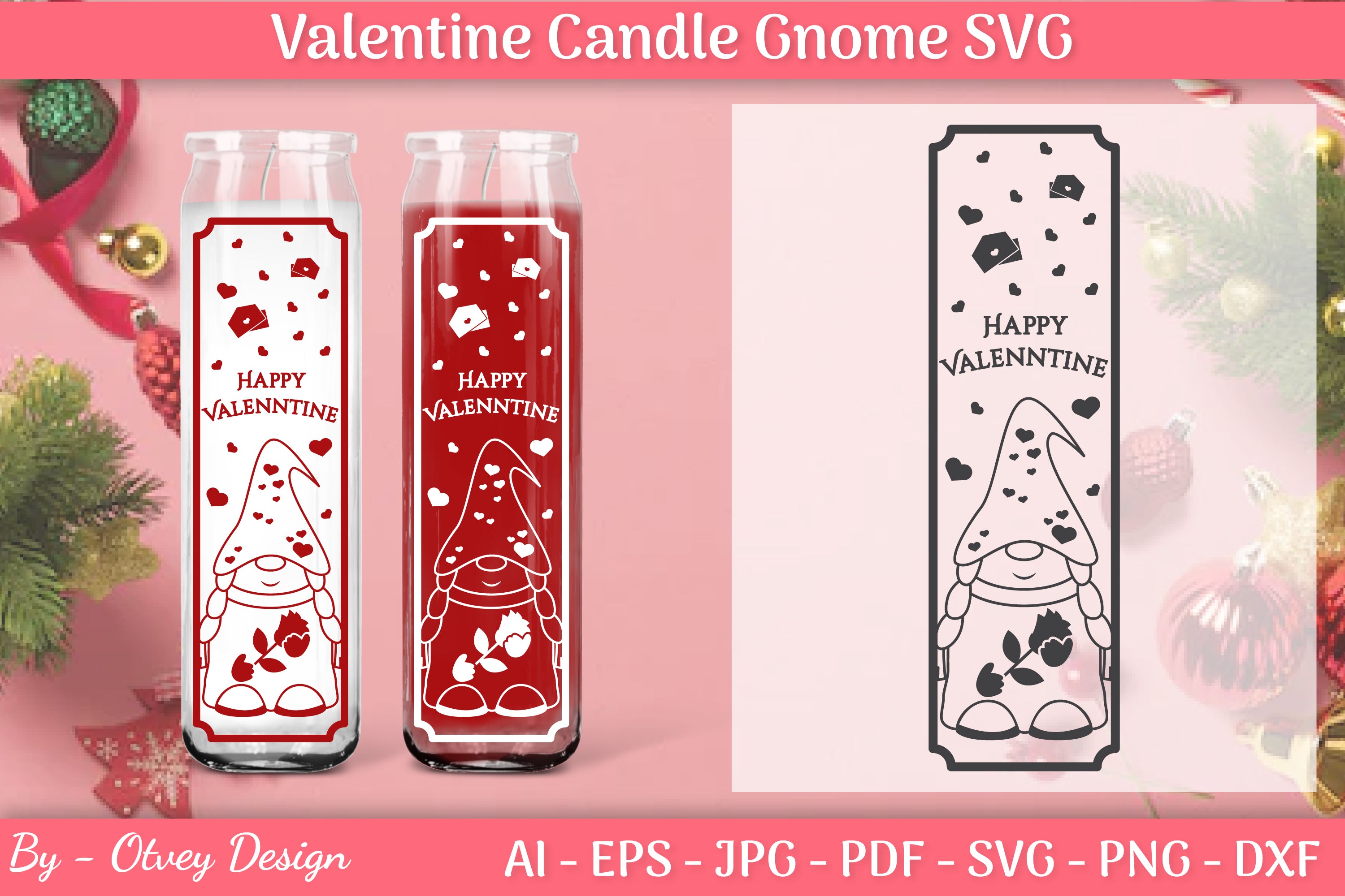 Valentine Candle Gnome SVG Bundle