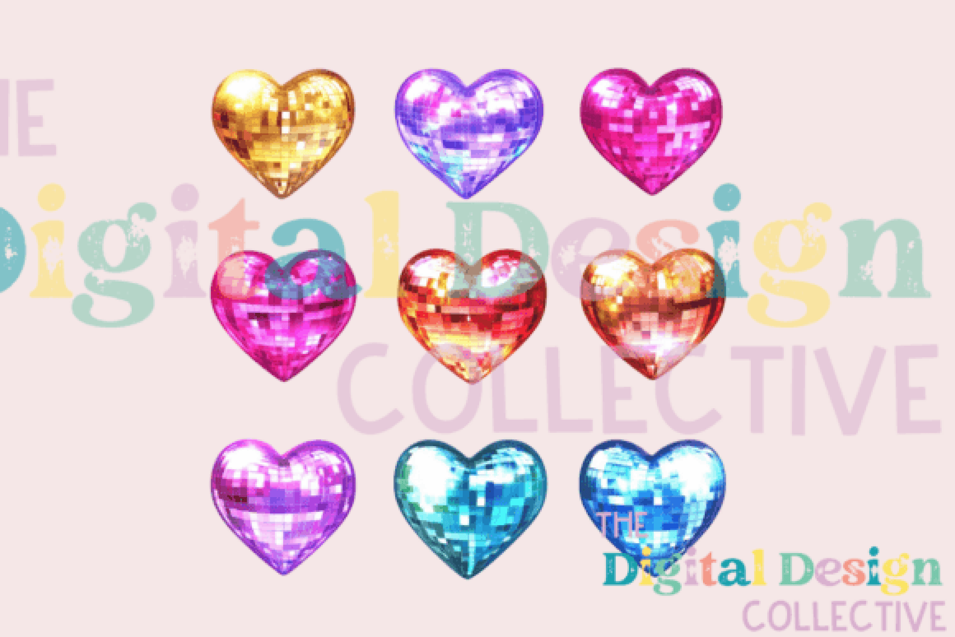 Valentine Disco Heart Clipart Bundle - CraftNest - Digital Crafting and Art