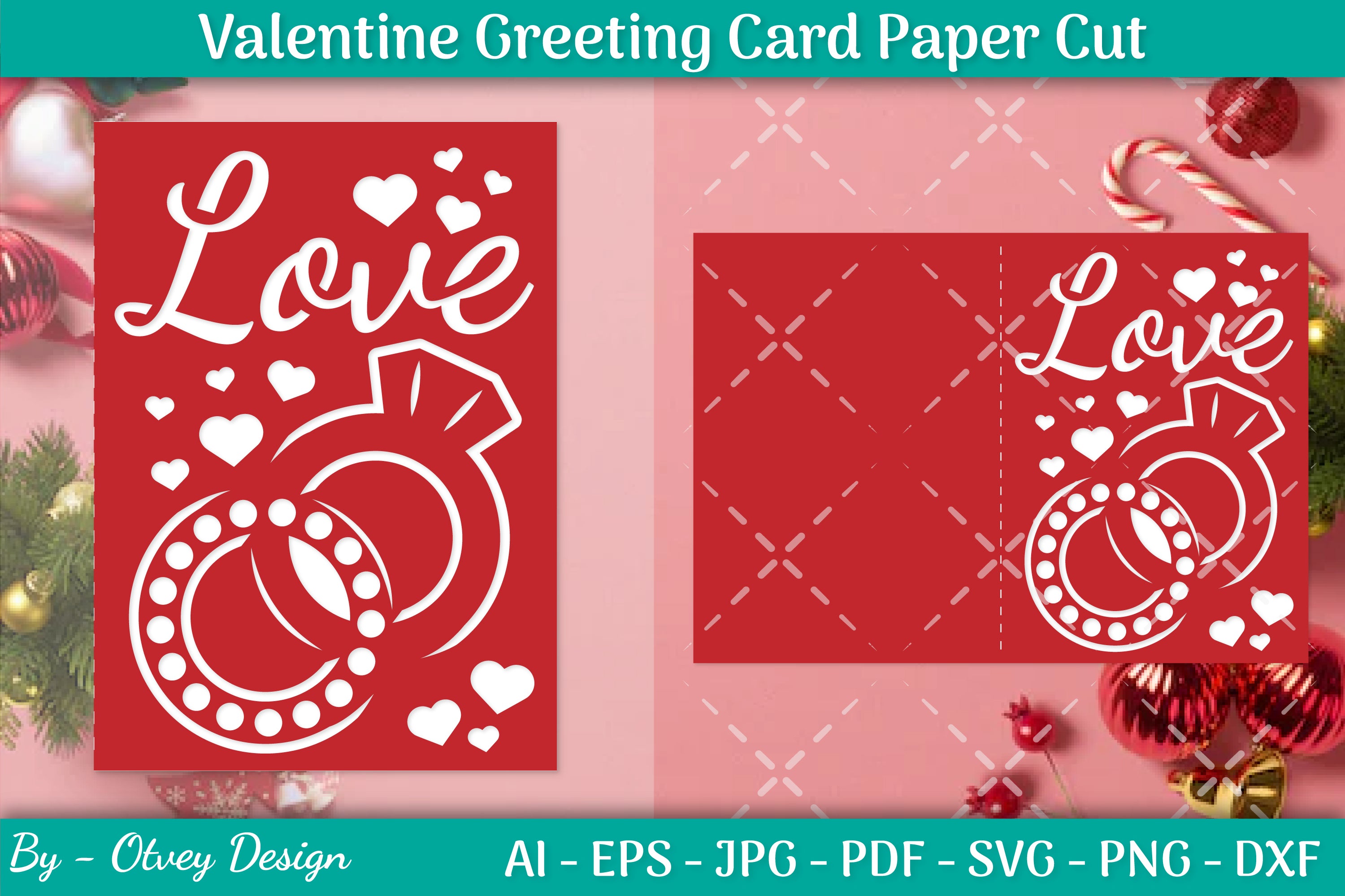 Valentine Greeting Card Papercut SVG Bundle