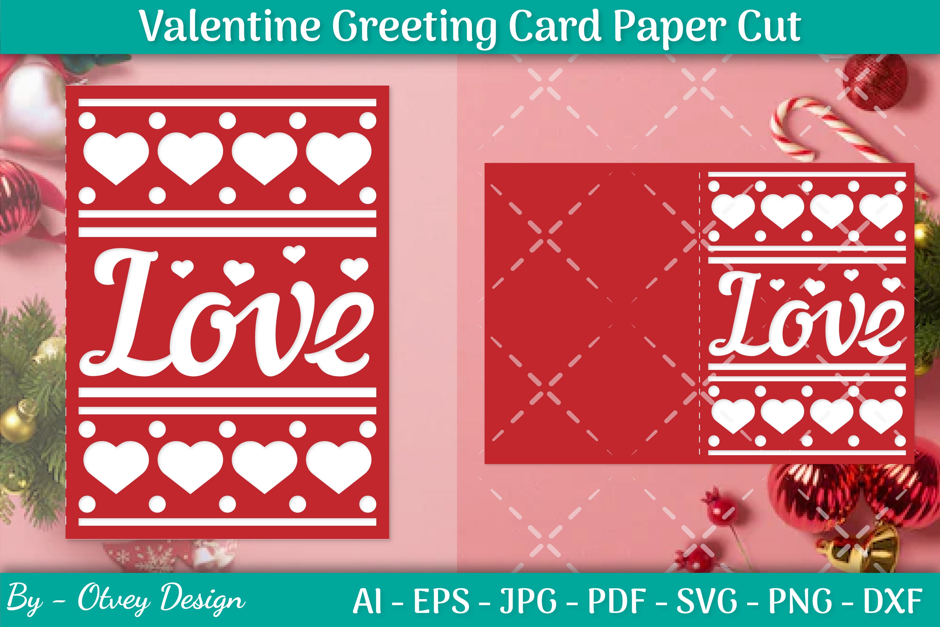Valentine Greeting Card Papercut SVG Bundle
