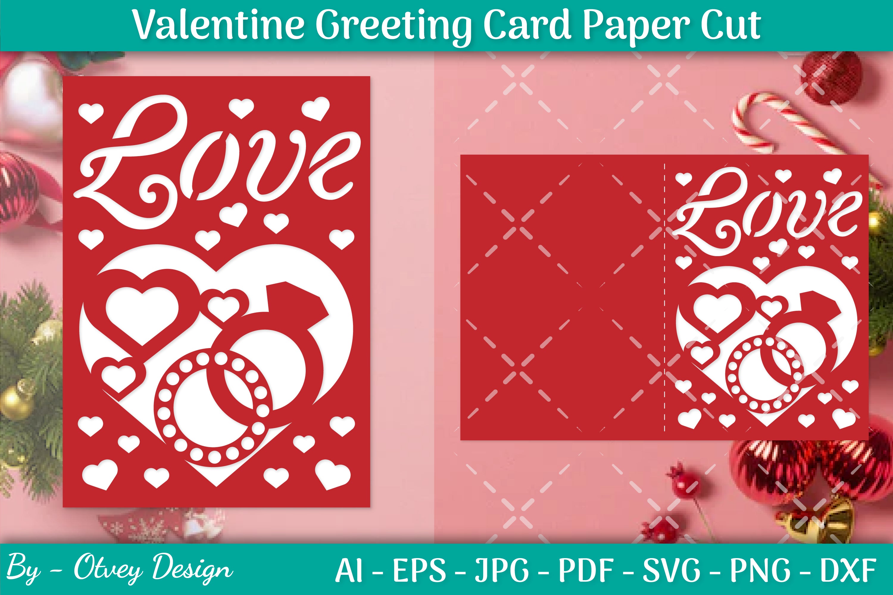 Valentine Greeting Card Papercut SVG Bundle