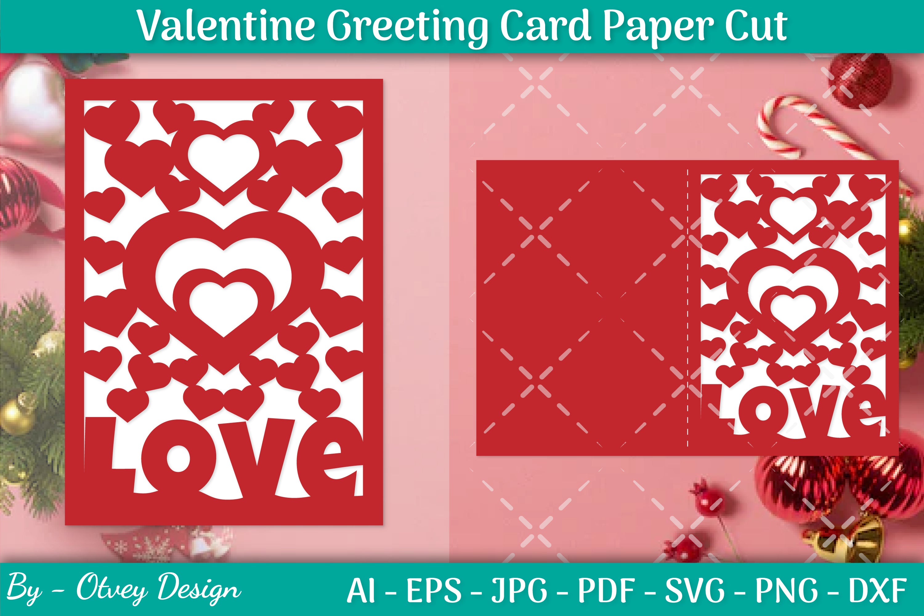 Valentine Greeting Card Papercut SVG Bundle