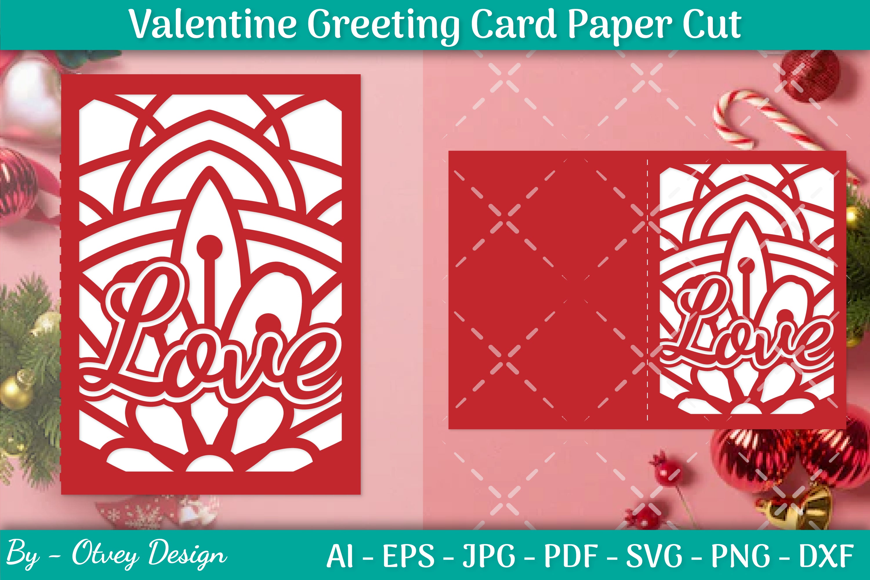 Valentine Greeting Card Papercut SVG Bundle