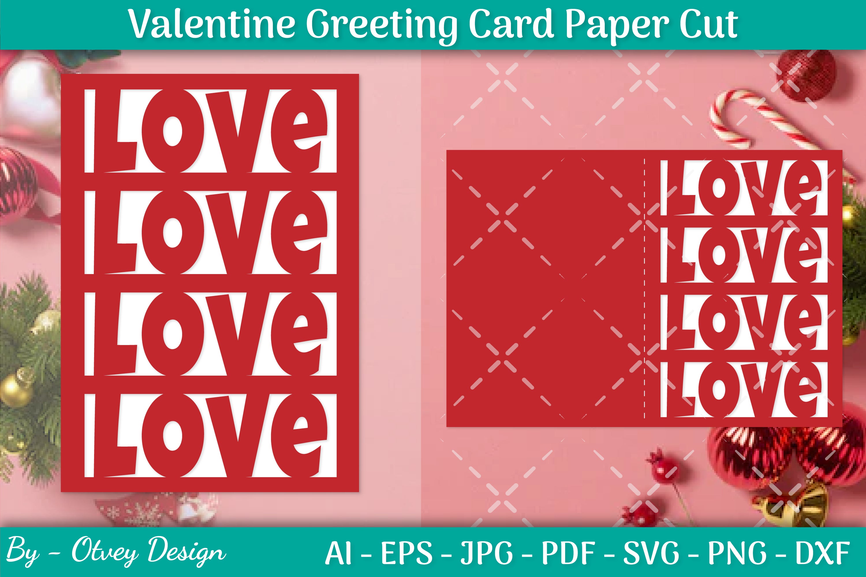 Valentine Greeting Card Papercut SVG Bundle