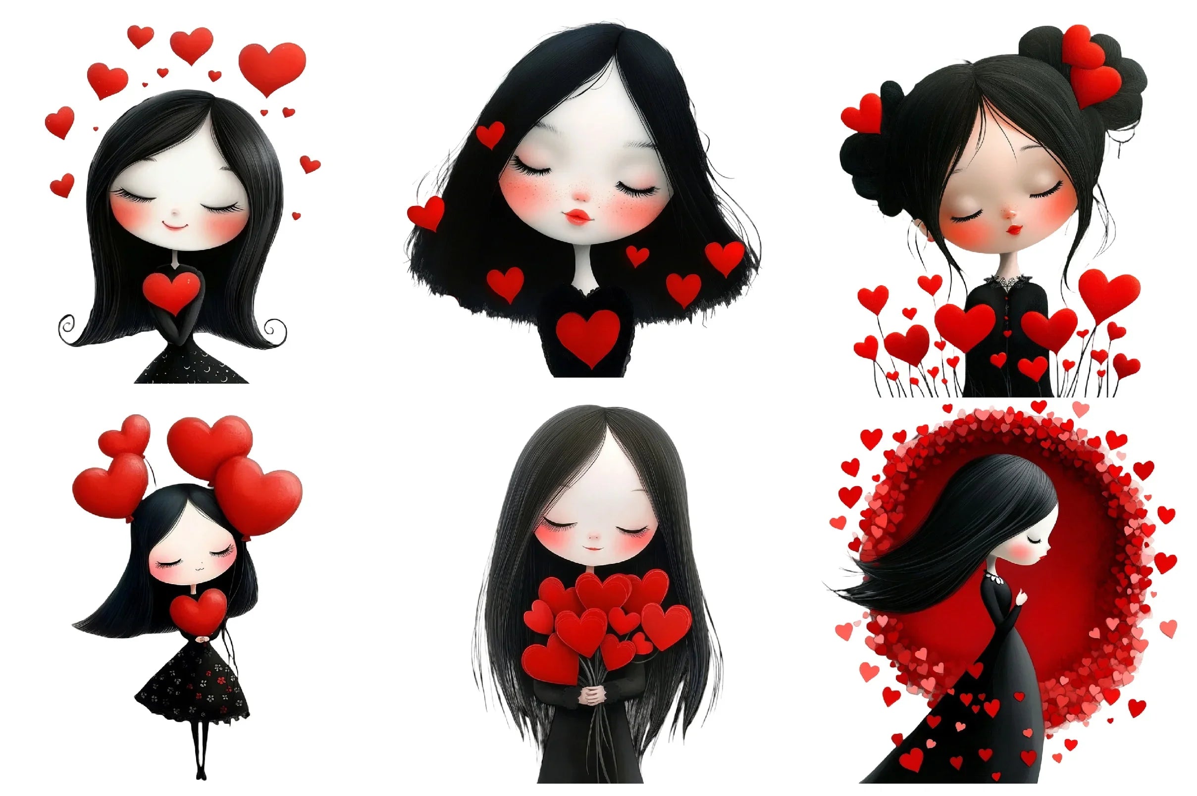 Valentine's Day Cute Girl Clipart Bundle - CraftNest - Digital Crafting and Art
