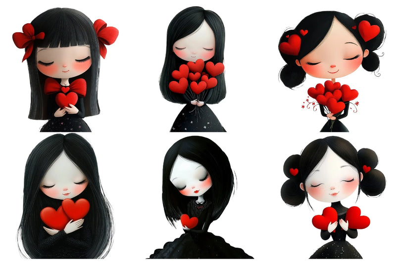 Valentine's Day Cute Girl Clipart Bundle - CraftNest - Digital Crafting and Art