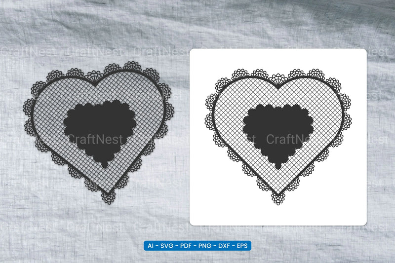 Valentine Lace Heart SVG Bundle - CraftNest - Digital Crafting and Art