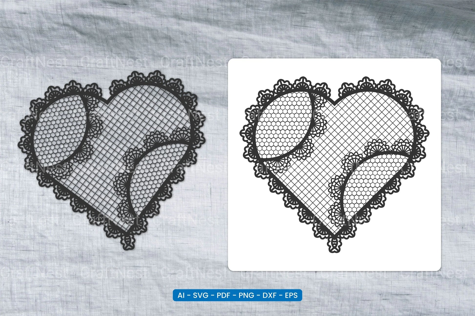 Valentine Lace Heart SVG Bundle - CraftNest - Digital Crafting and Art