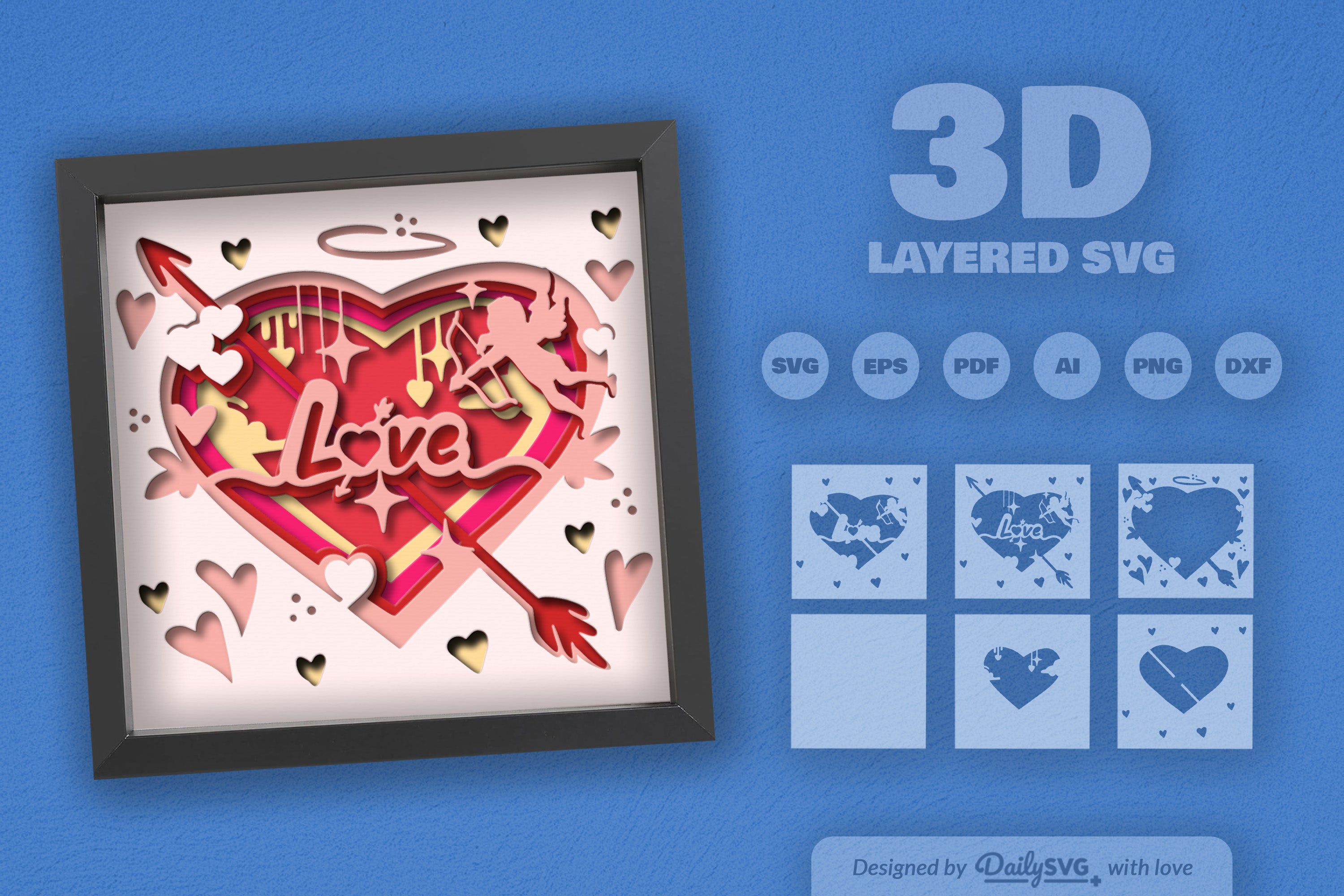 Valentine's Day Cupid Papercut SVG Bundle