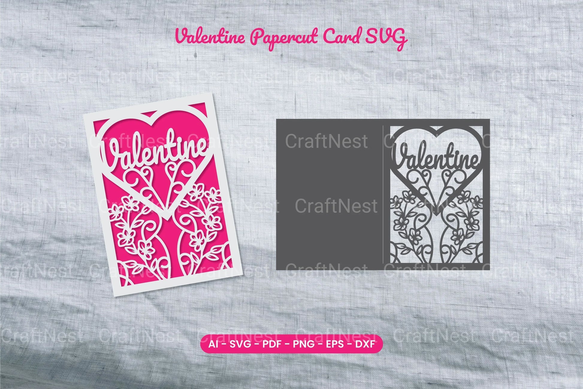 Valentine Papercut Card SVG Bundle - CraftNest - Digital Crafting and Art