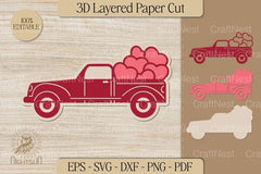 Valentine Truck Layered Paper Cut Clipart Bundle - CraftNest - Digital Crafting and Art