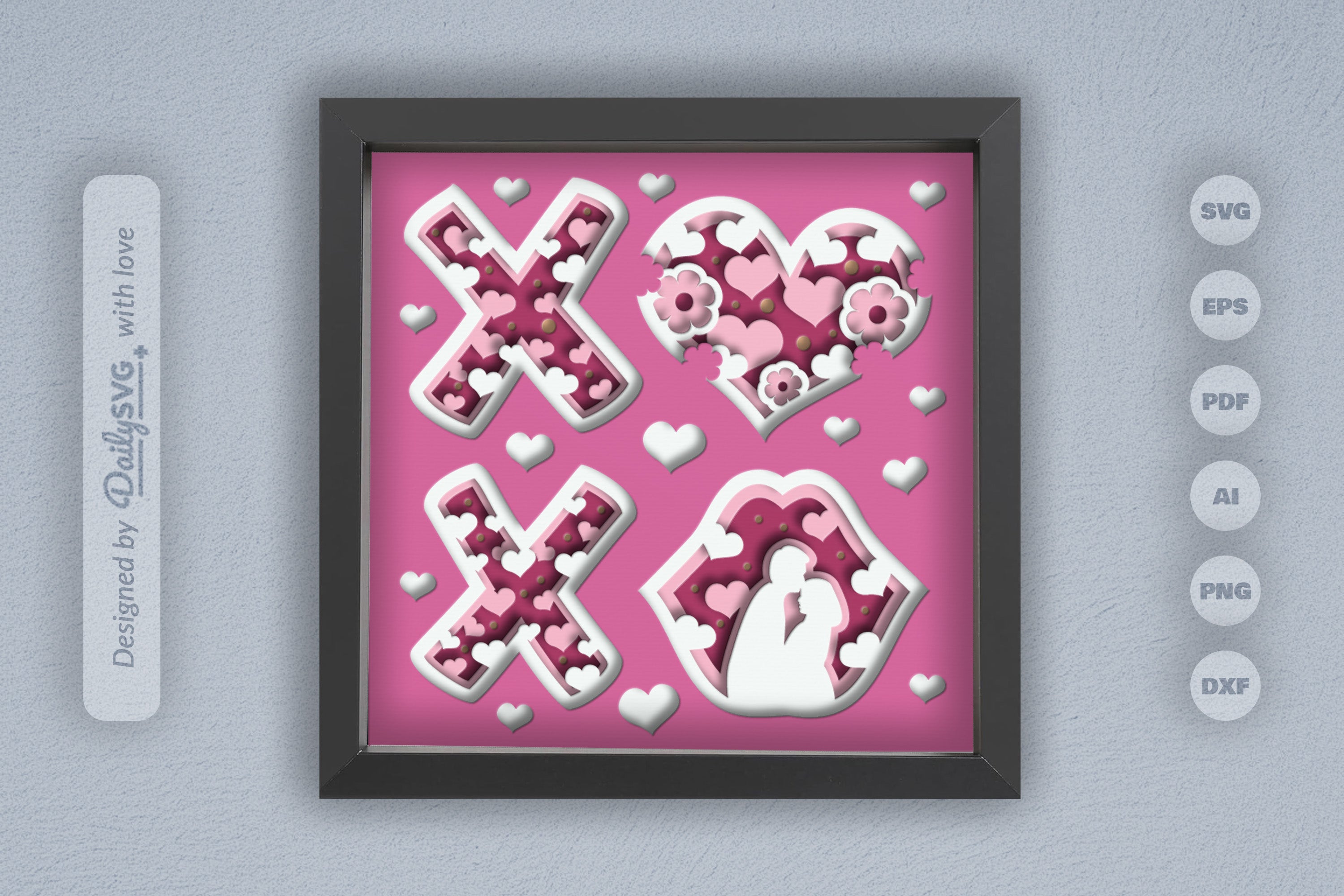 Valentine XOXO Couple Papercut SVG Bundle