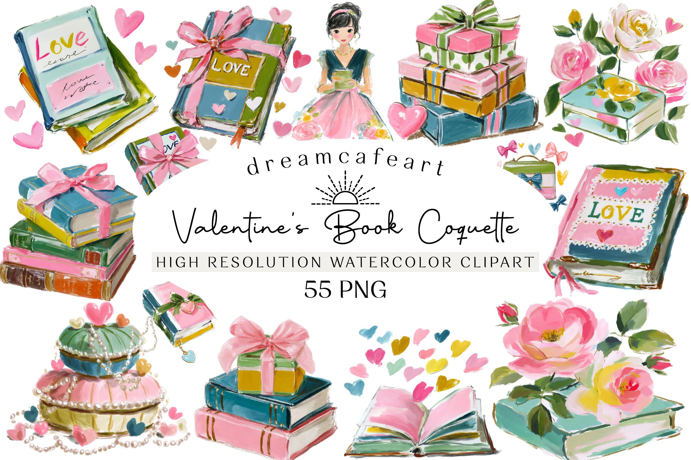 Valentine's Coquette Clipart Bundle for Books