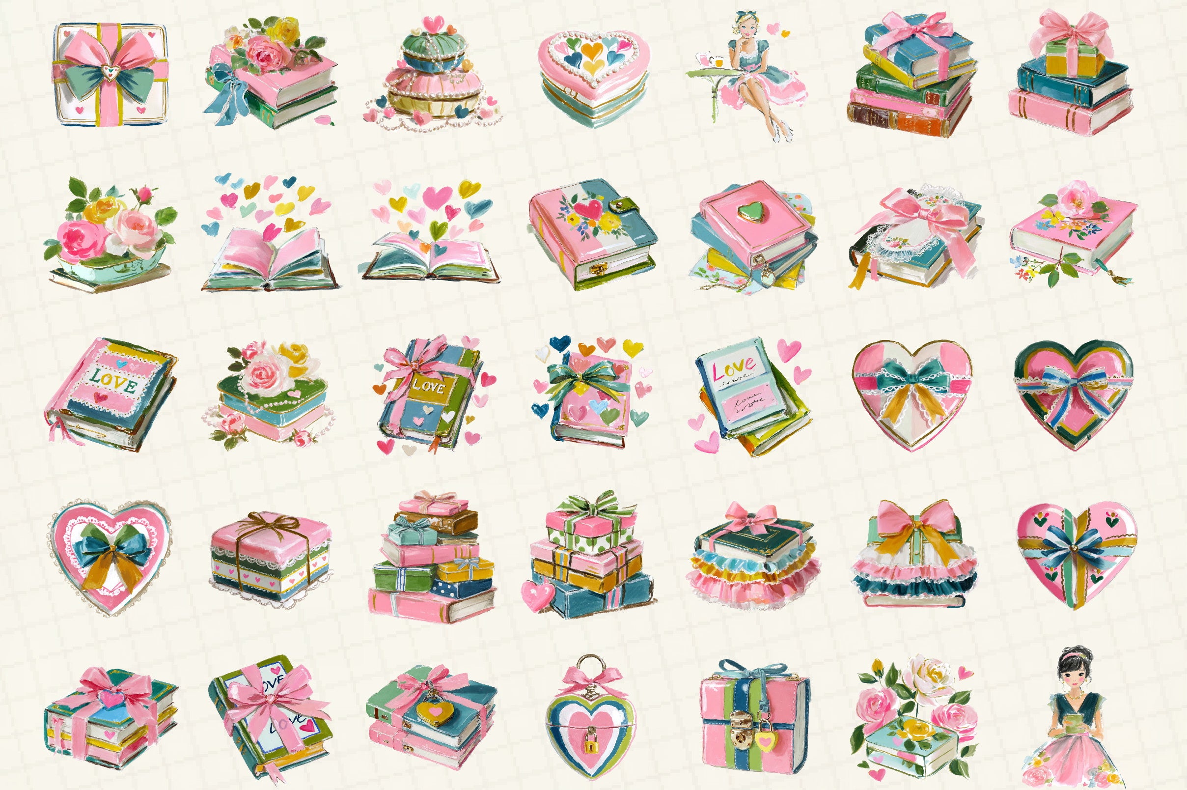 Valentine's Coquette Clipart Bundle for Books