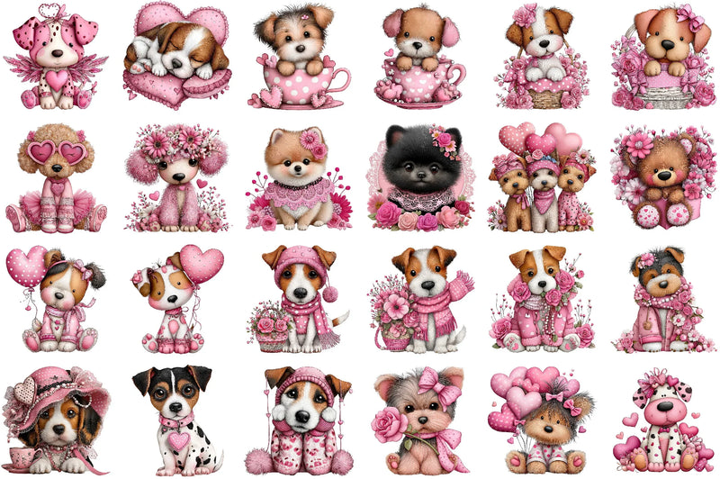Valentine's Day Dog Coquette Clipart Bundle - CraftNest - Digital Crafting and Art
