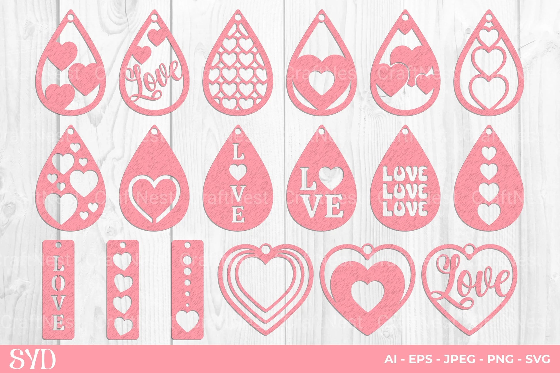 Valentine's Day Earring SVG Bundle - CraftNest - Digital Crafting and Art