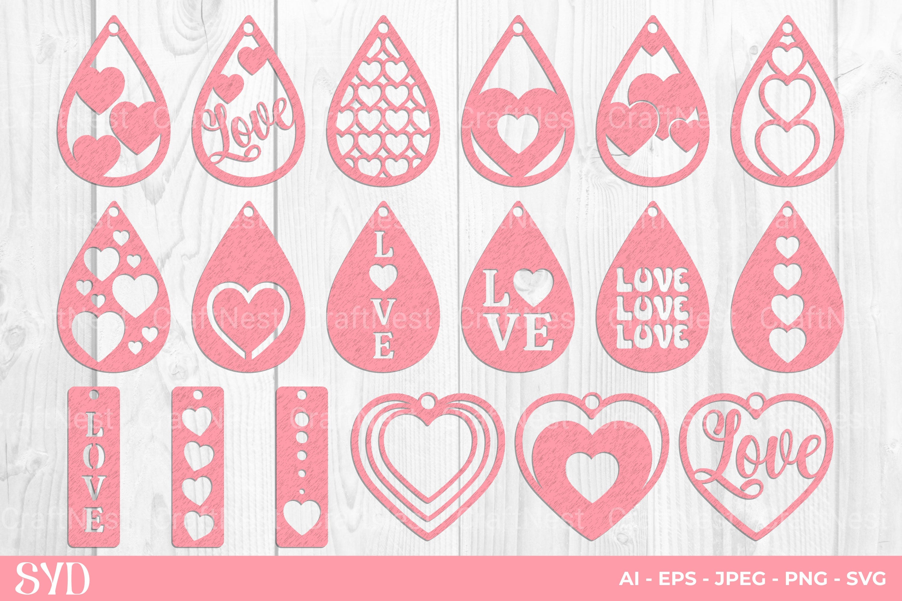 Valentine's Day Earring SVG Clipart Bundle