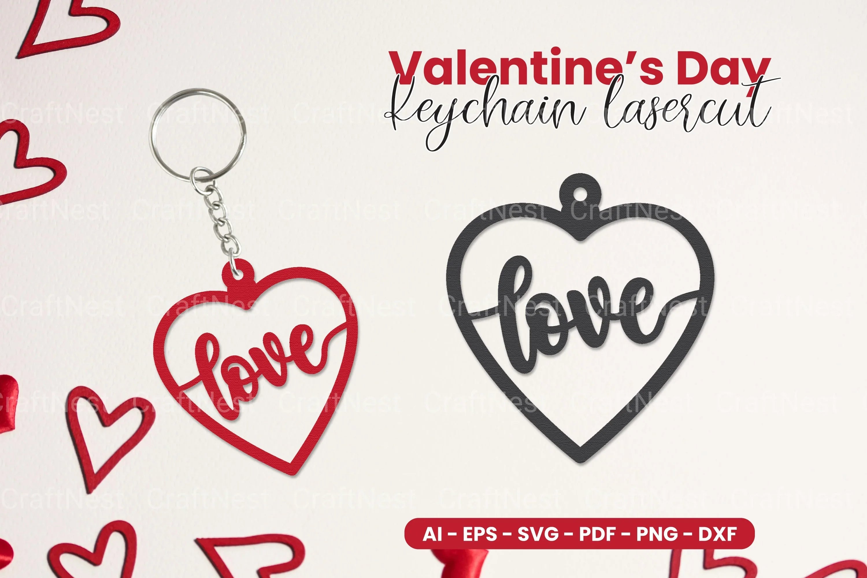 Valentine's Day Keychain Laser Cut SVG Bundle - CraftNest - Digital Crafting and Art