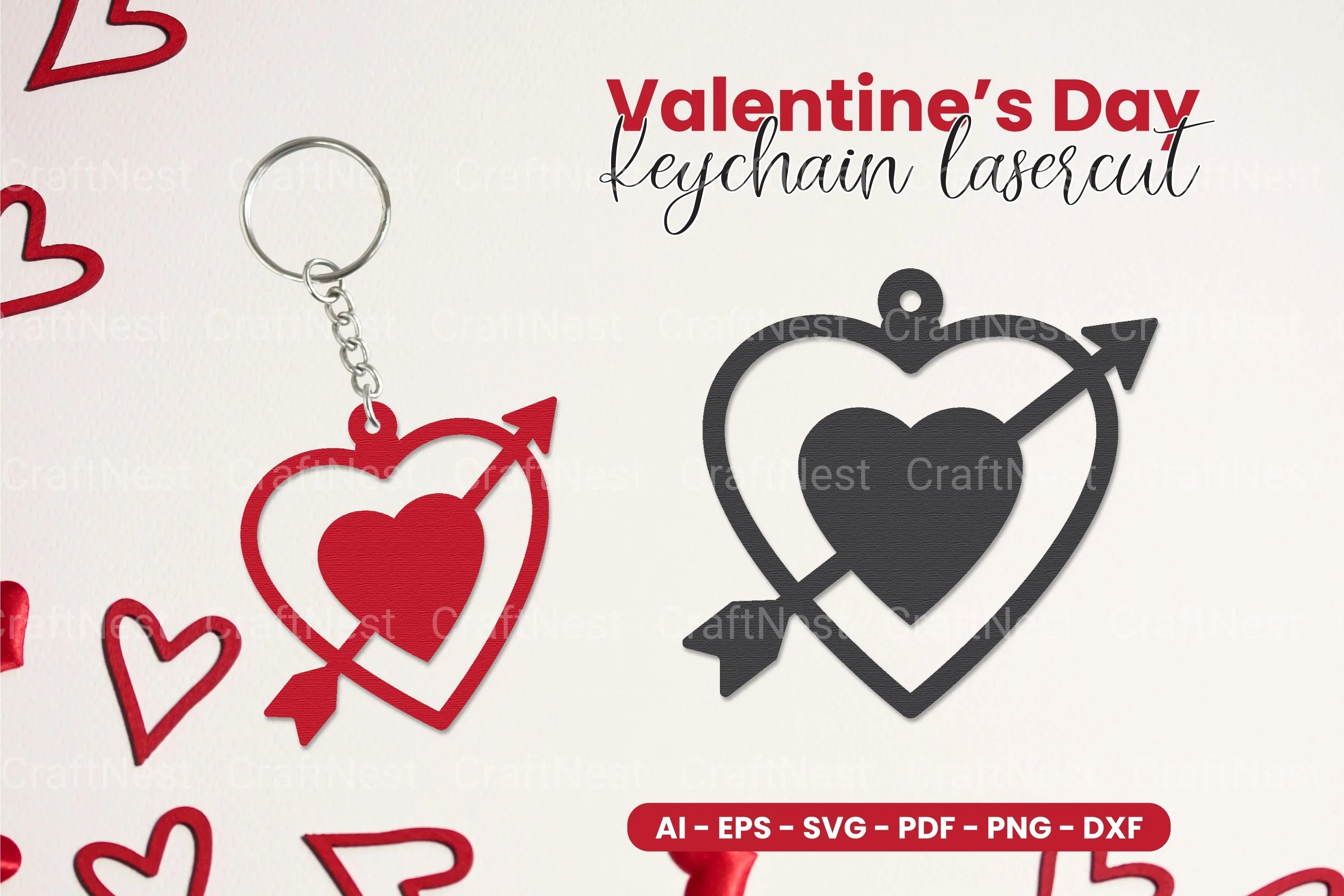 Valentine's Day Keychain Laser Cut SVG Bundle - CraftNest - Digital Crafting and Art