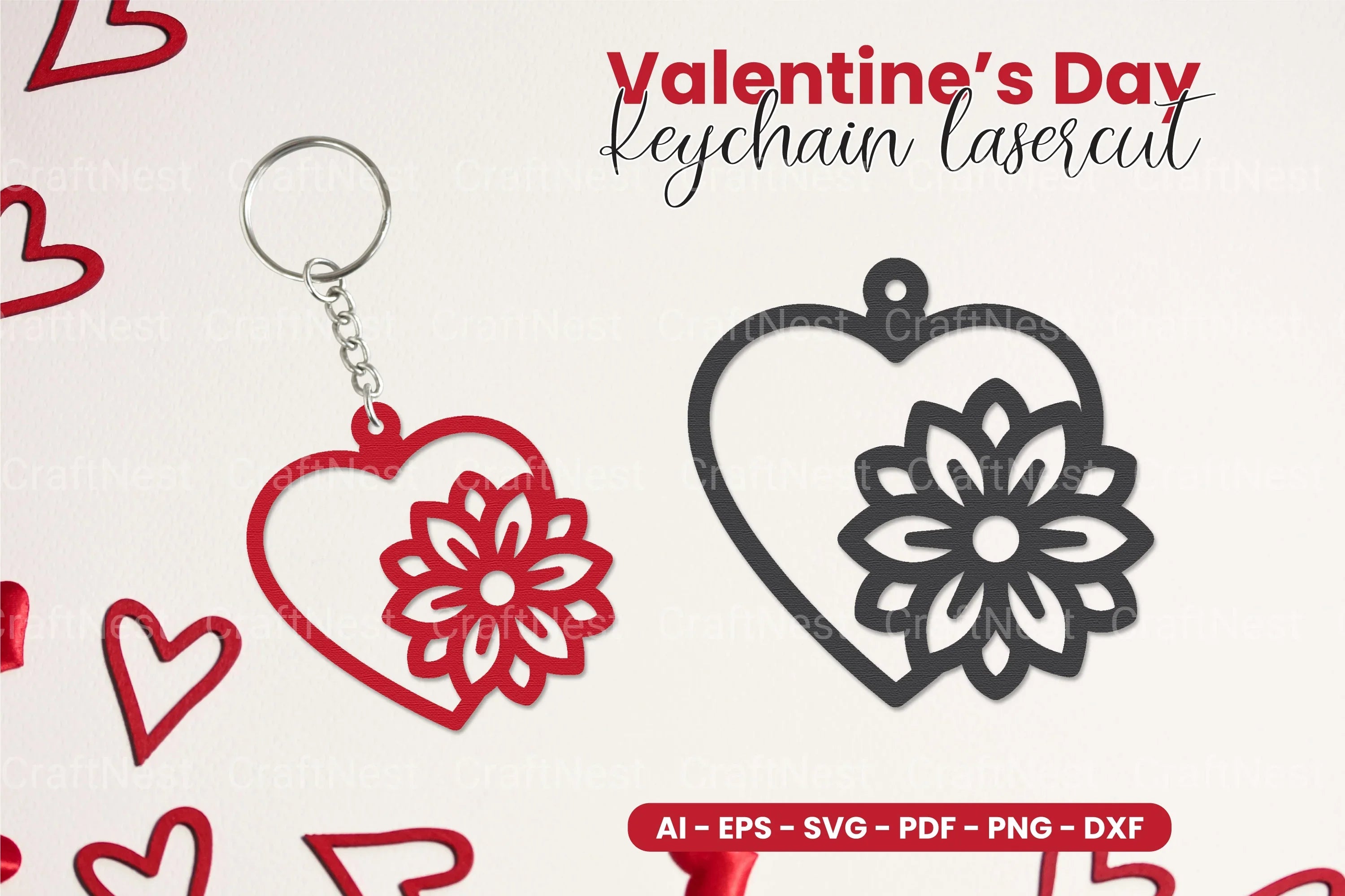 Valentine's Day Keychain Laser Cut SVG Bundle - CraftNest - Digital Crafting and Art