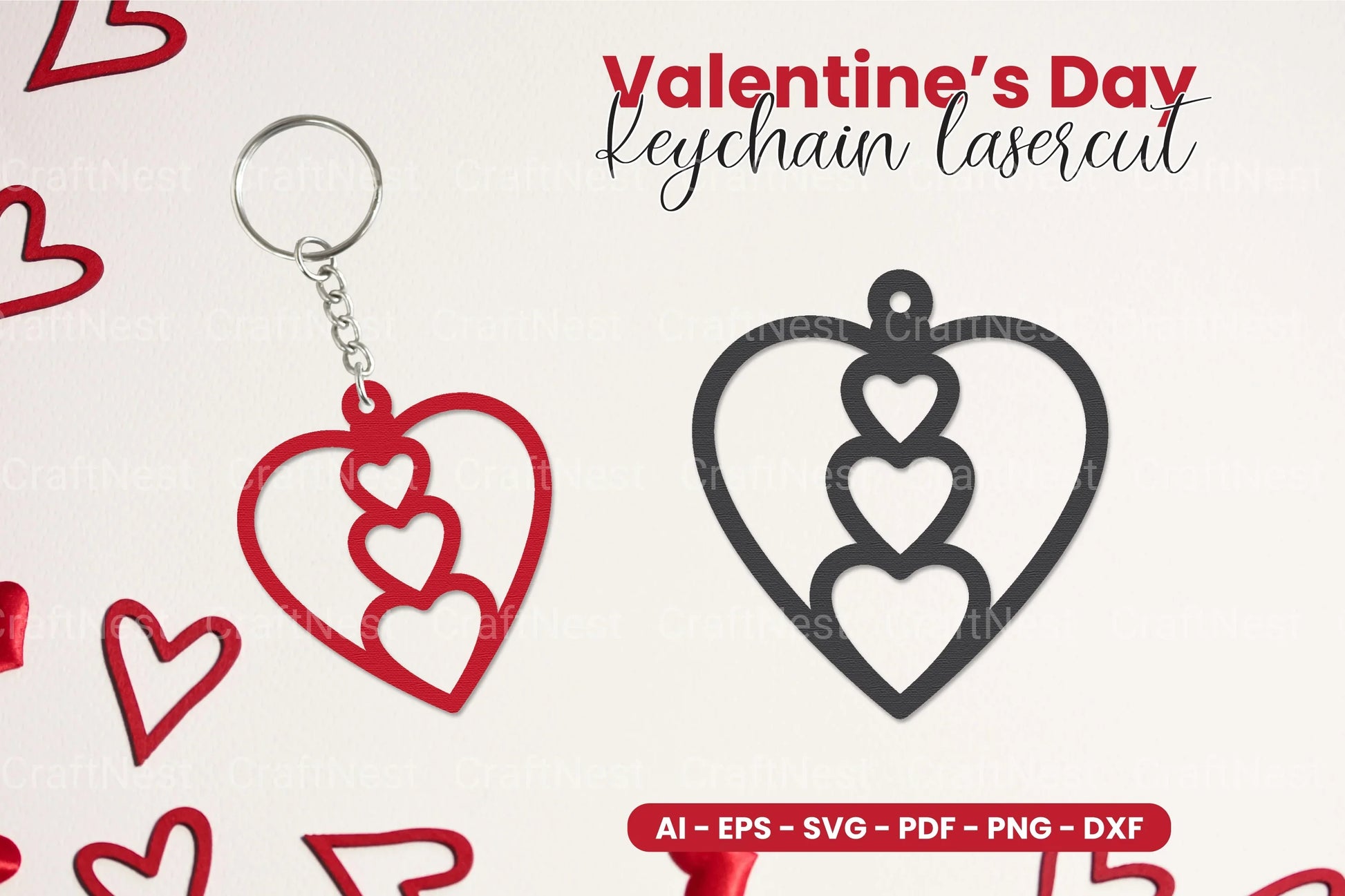 Valentine's Day Keychain Laser Cut SVG Bundle - CraftNest - Digital Crafting and Art