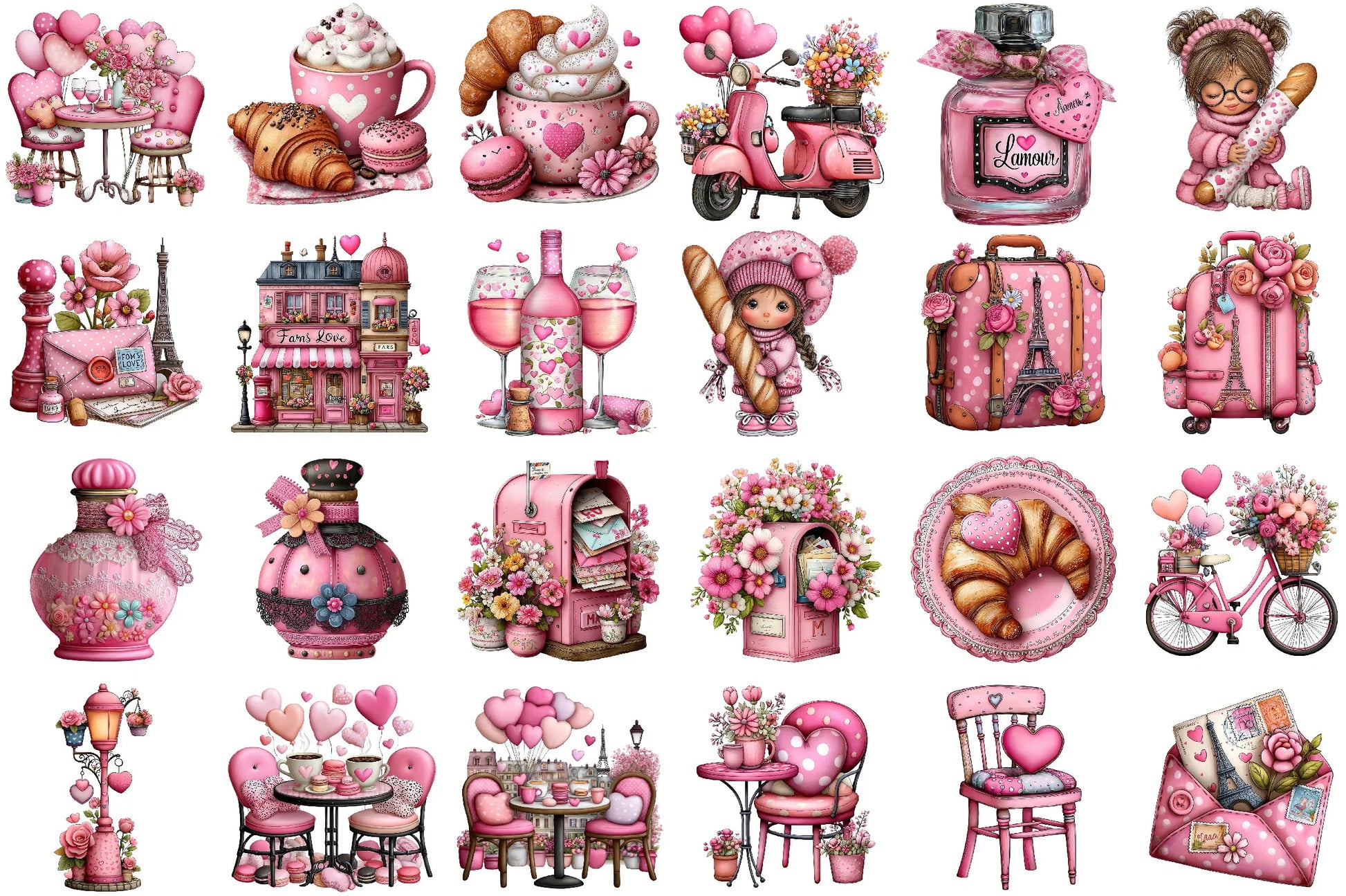 Valentine's Day Pink Paris Clipart Bundle - CraftNest - Digital Crafting and Art