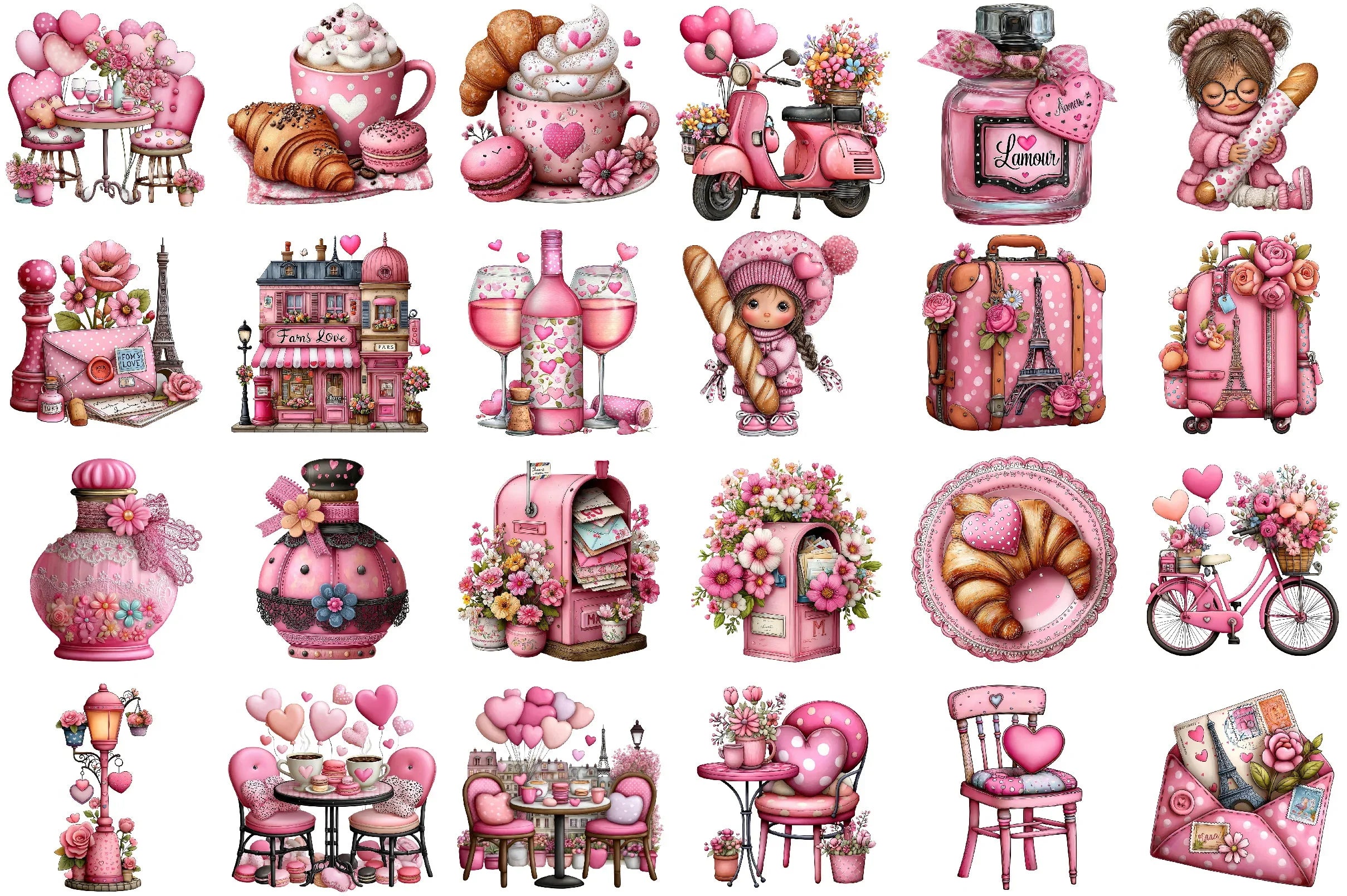 Valentine's Day Pink Paris Clipart Bundle - CraftNest - Digital Crafting and Art