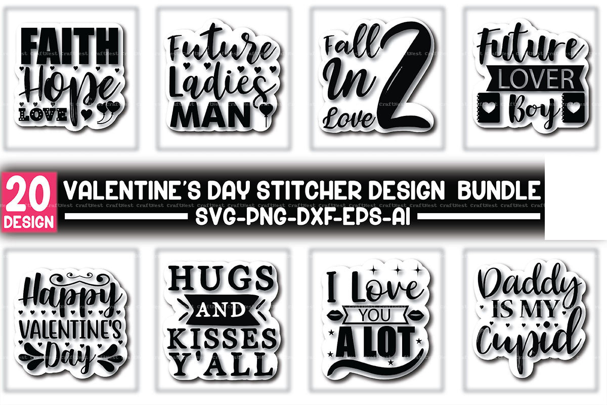 Valentine's Day Stitcher SVG Bundle