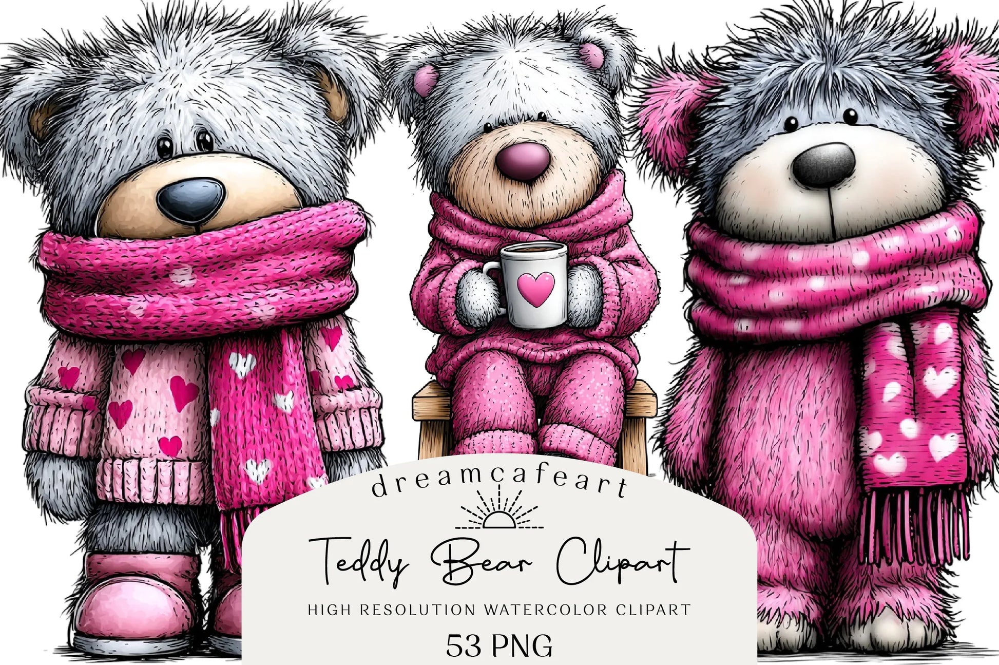 Valentine's Teddy Bear Coquette Clipart Bundle - CraftNest - Digital Crafting and Art
