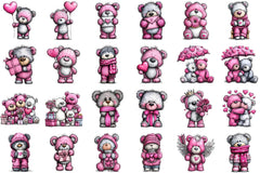 Valentine's Teddy Bear Coquette Clipart Bundle - CraftNest - Digital Crafting and Art
