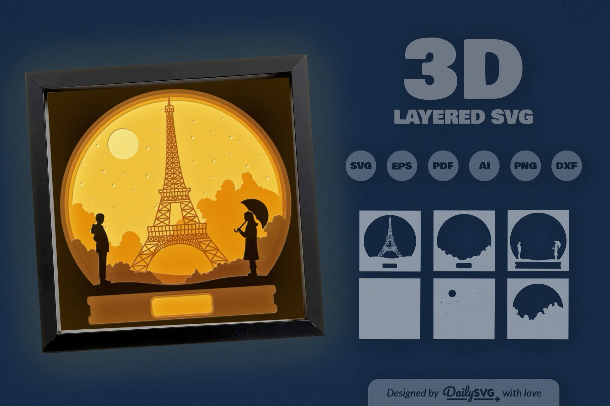 Valentine's Day Paris Papercut SVG Bundle - CraftNest - Digital Crafting and Art