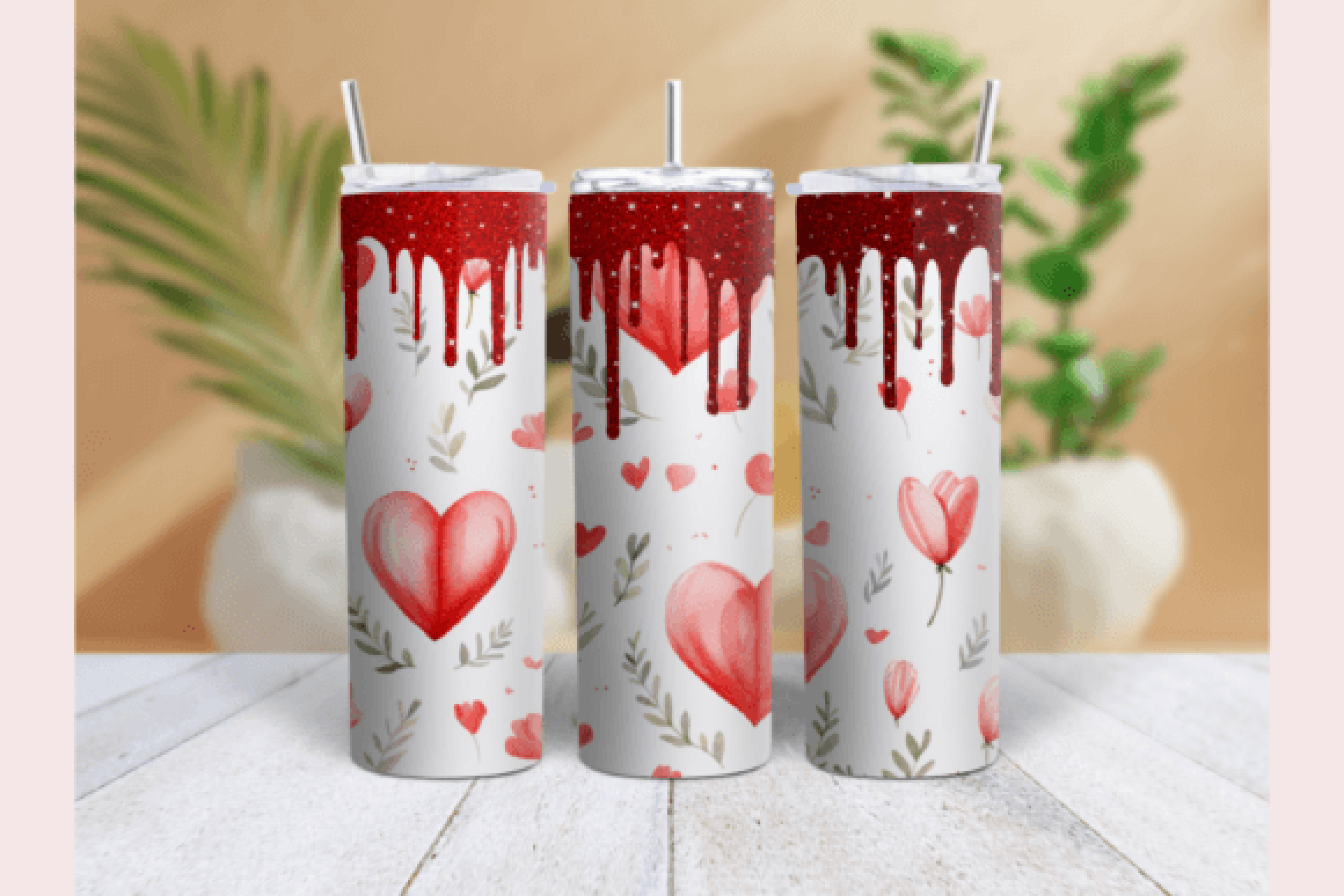 Valentine's Day Glitter Tumbler Wrap Bundle